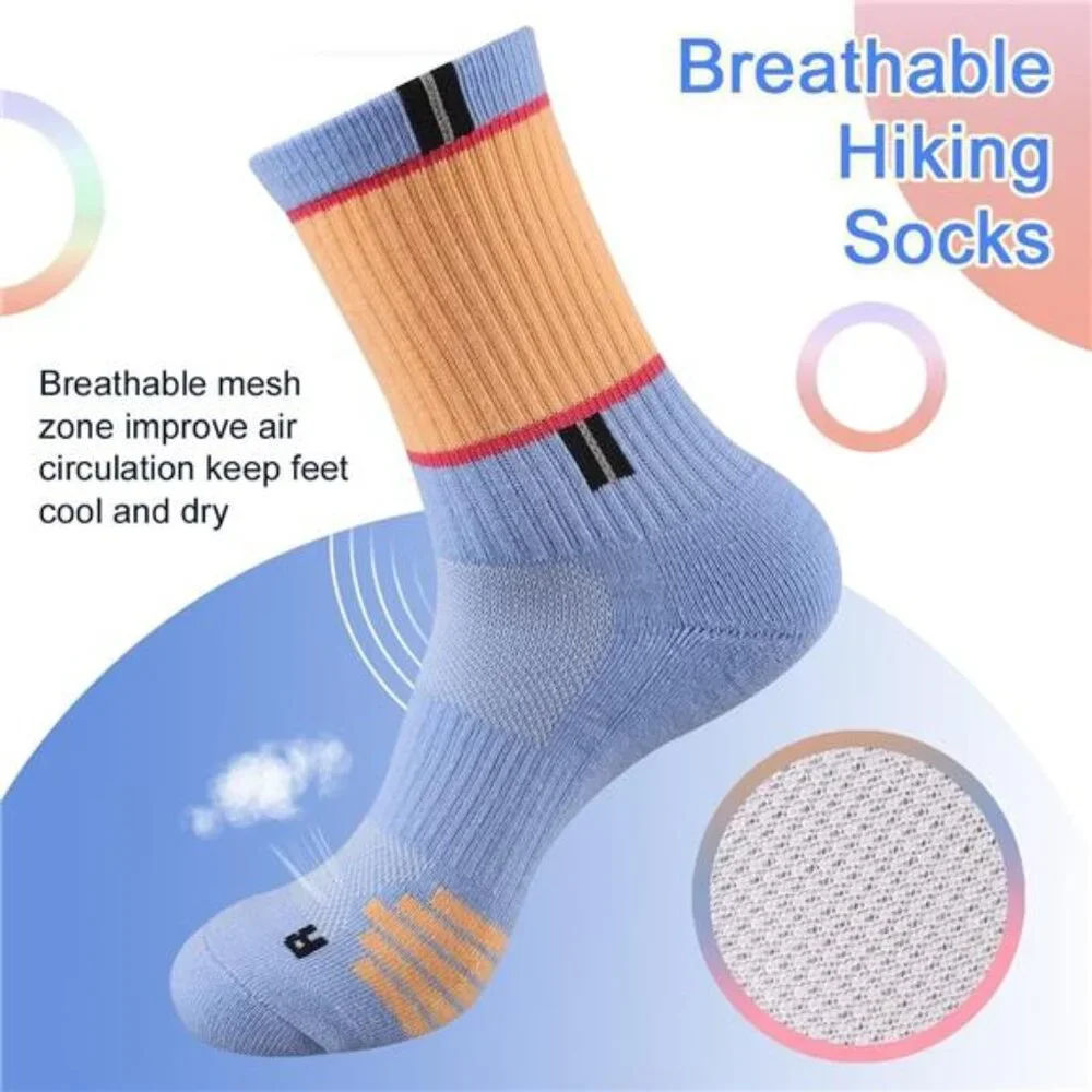 5 Pairs Women's Crew Socks Performance Cushioned Moisture Wicking Socks